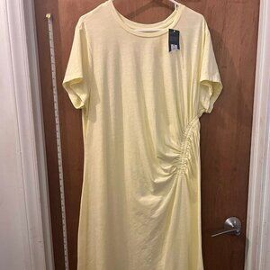 Size XXL - Universal Thread - NWT - Pale Yellow Short Sleeve Knit Dress w/Ruched
